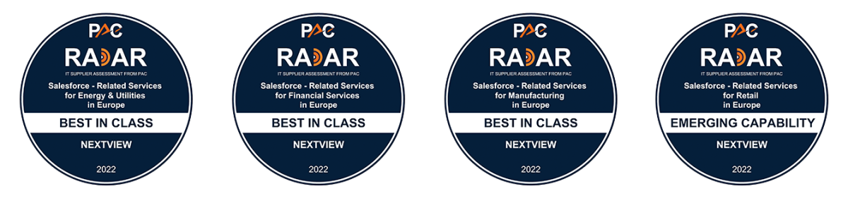 PAC badges Nextview Consulting - Energy&utilities, Financial services, manufacturing and Retail